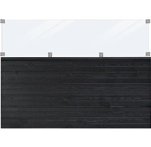 Gartenzaun mit Glassichtschutz und Holzelementen