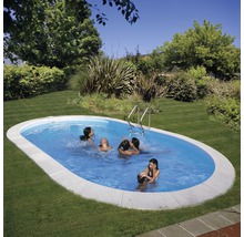 Einbaupool Stahlwandpool-Set Gre oval 500x300x150 cm inkl. Sandfilteranlage, Skimmer, Leiter, Filtersand & Bodenschutzvlies weiß