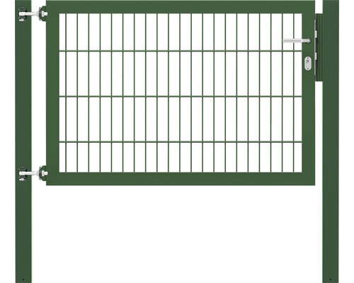 Stabgitter-Einzeltor ALBERTS Flexo Plus Typ 8/6/8 125 x 80 cm Pfosten 8 x 8 cm grün Gartentor aus Metall mit Maschendraht und Rahmen