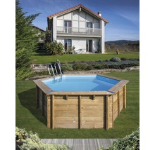 Aufstellpool Holzpool-Set Gre rund Ø 400x119 cm inkl. Sandfilteranlage, Skimmer, Leiter, Filtersand & Bodenschutzvlies Holz