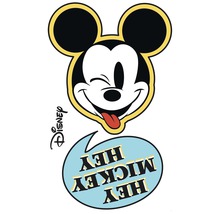 Mickey Mouse Motiv mit Sprechblase und Disney Logo