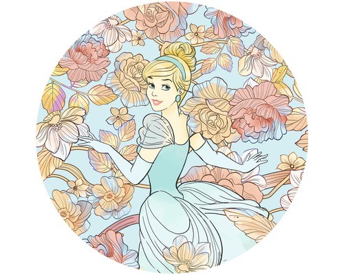 Fototapete Vlies selbstklebend DD1-003 Dot Disney Cinderella Pastel Dream Ø 125 cm Illustration von Cinderella mit Blumenmuster
