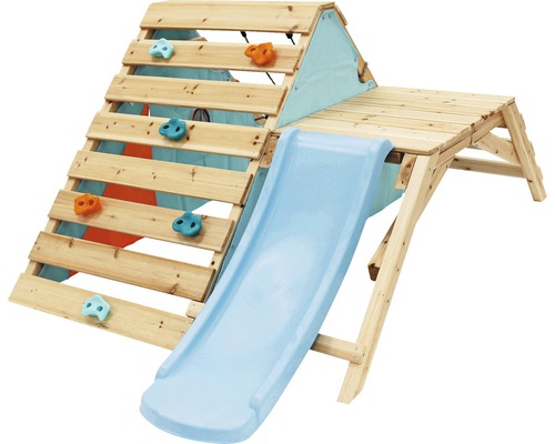 Klettergerüst mit Rutsche aus Holz