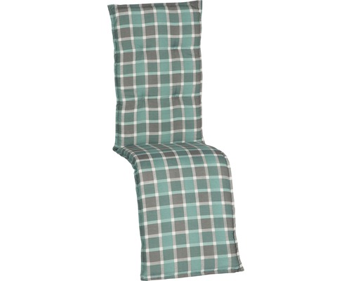 Auflage beo® Büsum 171 x 50 cm Baumwoll-Mischgewebe türkis grau Auflage für Gartenliegen mit Karomuster