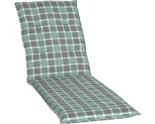 Liegeauflage beo® Büsum 193 x 60 cm Baumwoll-Mischgewebe türkis grau Auflage für Liegestuhl mit Karomuster