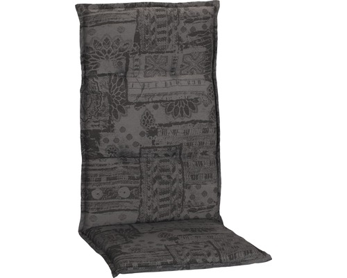 Auflage für Hochlener beo® Boa Vista 118 x 50 cm Baumwoll-Mischgewebe anthrazit grau Stuhlkissen mit Rückenlehne und Muster