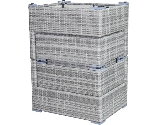 Stapelbarer Pflanzkasten aus Polyrattan für den Garten