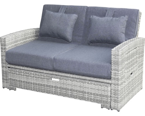 Gartencouch für zwei Personen mit Polyrattanrahmen und Sitzkissen