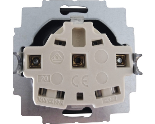 Rückseite eines Schalters mit VDE Zeichen und CE Kennzeichnung