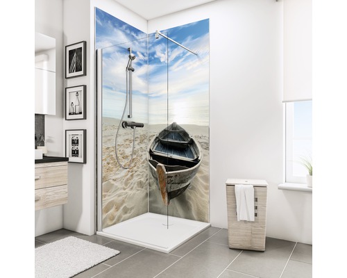 Duschrückwand SCHULTE ExpressPlus DecoDesign Foto Ruderboot am Strand 210 x 90 cm EP1900922 639