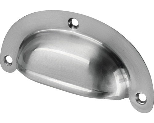 Möbelgriff Muschelgriff Stahl edelstahlfinish LxBxH 20/95/48 mm Schalengriff aus Metall