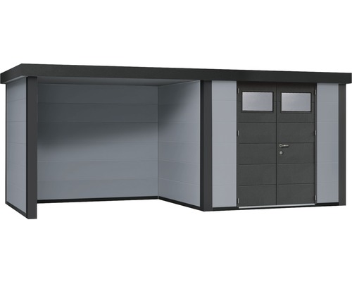 Modernes Gartenhaus mit Doppeltür und Anbau