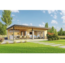 Gartenhaus Domeo 10 inkl. Fußboden, Terrasse 890 x 590 cm natur