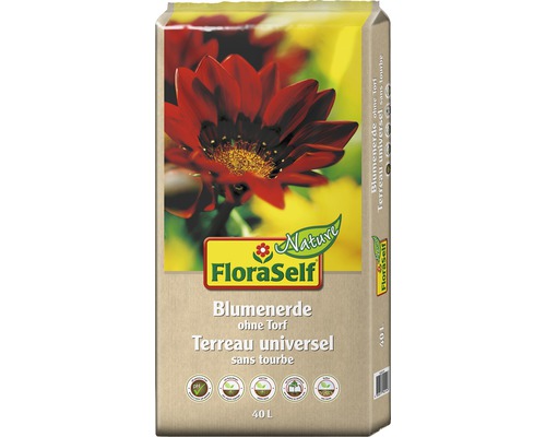 FloraSelf Blumenerde ohne Torf im 40 Liter Sack