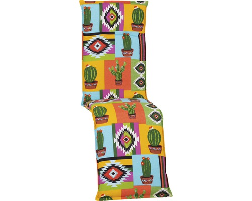 Auflage 171 x 46 cm Baumwoll-Mischgewebe grün blau orange Stuhlkissen mit Kakteen und Mustern