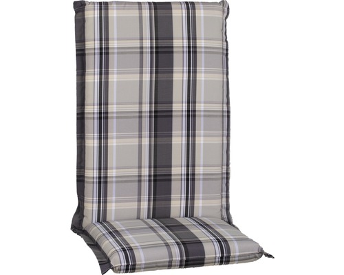 Auflage für Hochlehner 120 x 50 cm Dralon Polyester grau Gartenstuhlauflage mit Karomuster