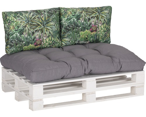 Loungekissen Set beo 1x Palettenkissen und 2x Rückenkissen grau-grün
