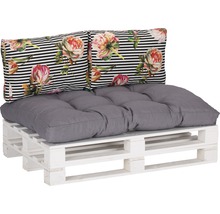 Loungekissen Set beo 1x Palettenkissen und 2x Rückenkissen grau, rosa, schwarz, weiss