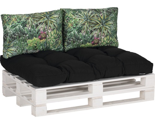 Loungekissen Set beo 1x Palettenkissen und 2x Rückenkissen grün, schwarz
