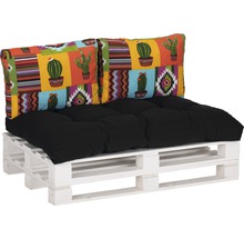 Loungekissen Set beo 1x Palettenkissen und 2x Rückenkissen blau, gelb, grün, rot, schwarz