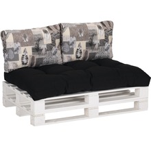 Loungekissen Set beo 1x Palettenkissen und 2x Rückenkissen beige, grau, schwarz