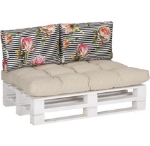 Loungekissen Set beo 1x Palettenkissen und 2x Rückenkissen beige, rosa, schwarz, weiss