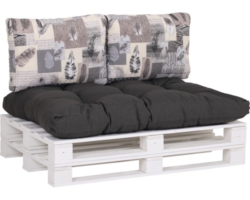Loungekissen Set beo 1x Palettenkissen und 2x Rückenkissen beige-grau
