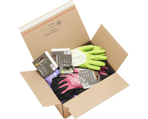 Verschiedene Gartenhandschuhe in einem Karton