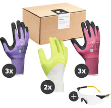 Arbeitshandschuhe und Schutzbrille im Set mit Versandkarton