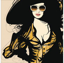 Illustration einer Frau mit Sonnenbrille und Jacke