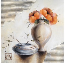 Gemälde mit Blumen in Vase und Schale