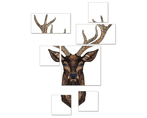 Murando XXL Wandbild 120x80 Cm Mit Schwarzem Holzrahmen – Hirsch Im Wald, Moderner Leinwanddruck Für Wohnzimmer & Schlafzimmer