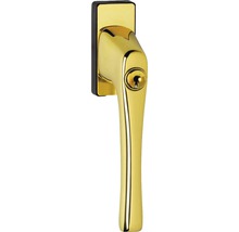 Goldener Fenstergriff mit Schlüssel