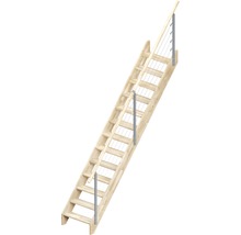 Holztreppe mit Edelstahlgeländer