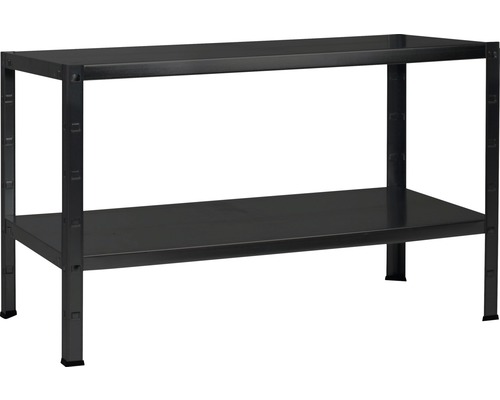 Steck-Grundregal Schulte schwarz strukturiert 43x100x40 cm 2 Böden Tragkraft 130 kg Werkbank mit zwei Regalböden
