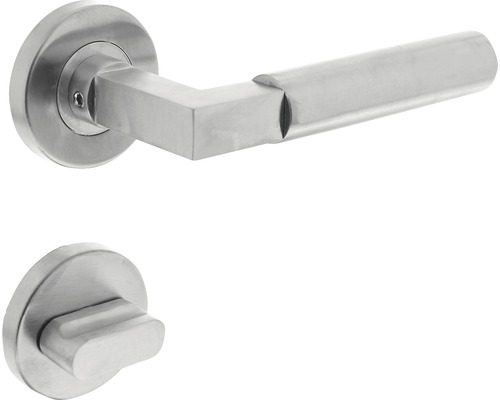 Rosettengarnitur Intersteel Baustil WC Rosette rund edelstahl gebürstet Türbeschlag-Set aus Edelstahl mit Drehriegel