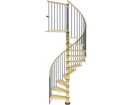 Wendeltreppe aus Holz und Metall