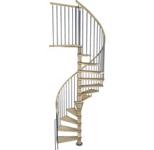 Wendeltreppe aus Holz und Metall