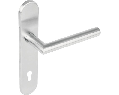Langschildgarnitur Intersteel 90° Winkel abgerundet PZ 92 mm edelstahl gebürstet Türgriff aus Edelstahl mit Schlüsselrosette