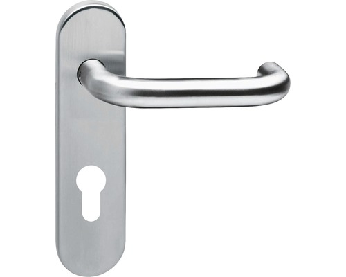 Kurzschildgarnitur Intersteel Rund PZ 72 mm feuerhemmend edelstahl gebürstet Edelstahl-Türgriff mit Schlüsselrosette für Innentüren