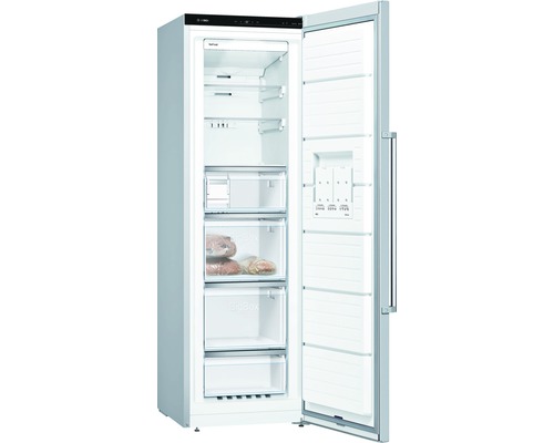 Geöffneter Gefrierschrank mit Fächern und Schubladen