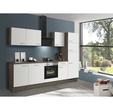 PICCANTE Küchenzeile mit Geräten PESCE 280 cm Frontfarbe weiß matt Korpusfarbe oregon-eiche montiert Variante rechts-thumb-0