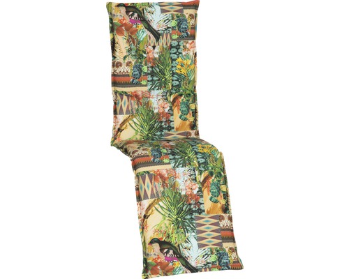 Auflage 171 x 46 cm Baumwoll-Mischgewebe beige braun grün Auflage für Gartenstühle mit Dschungelmotiven