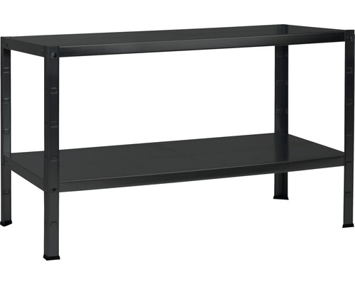 Steck-Grundregal Schulte schwarz strukturiert 43x100x35 cm 2 Böden Tragkraft 130 kg Werkbank mit zwei Regalböden