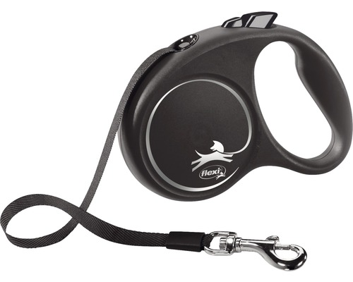 Hundeleine flexi Rollleine mit Gurt S 5 m < 15 kg schwarz Schwarze Flexi Rollleine mit Hundeleine und Karabinerhaken