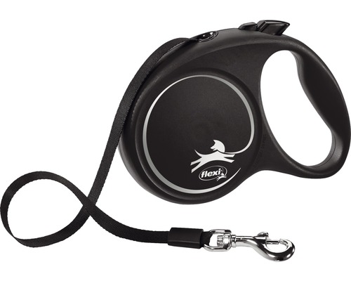Hundeleine flexi Rollleine mit Gurt M 5 m < 25 kg schwarz Schwarze Flexi Roll-Leine für Hunde