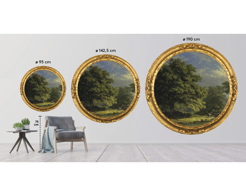 Dekoratives Wandbild mit Landschaftsmotiv und goldenem Rahmen in drei Größen