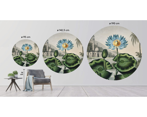 Illustration von drei Wandtattoos mit Seerosenmotiven in verschiedenen Größen