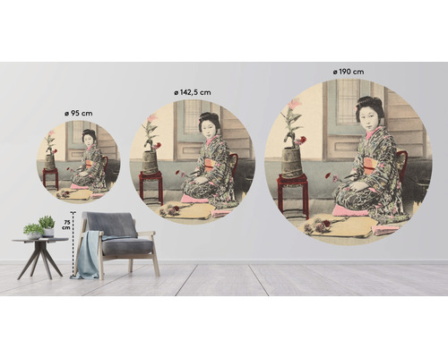 Illustration von drei Wandbildern mit japanischem Motiv in verschiedenen Größen