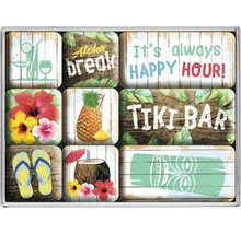 Dekoratives Wandbild mit verschiedenen Motiven zum Thema Tiki und Sommer